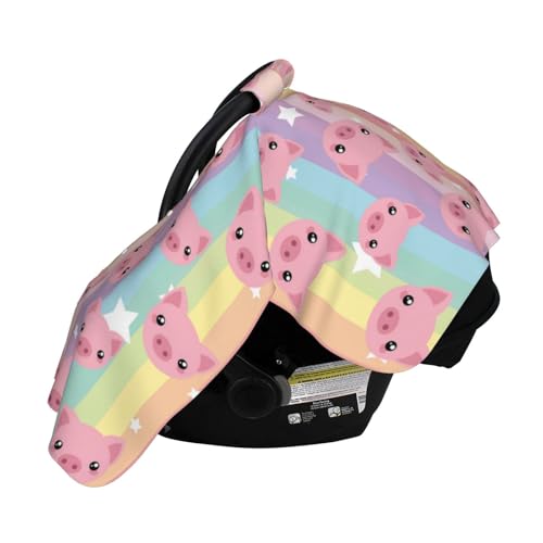 Image of Pig Baby Car Seat Canopy Cover 39x27.5 Inches Multi Use Nursing Cover for Newborn Car Seat Canopy Mom Nursing Breastfeeding Covers Newborn Shower Gifts