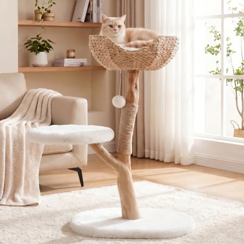 Árbol para gatos de madera maciza, 35" estilo Boho miniatura 6