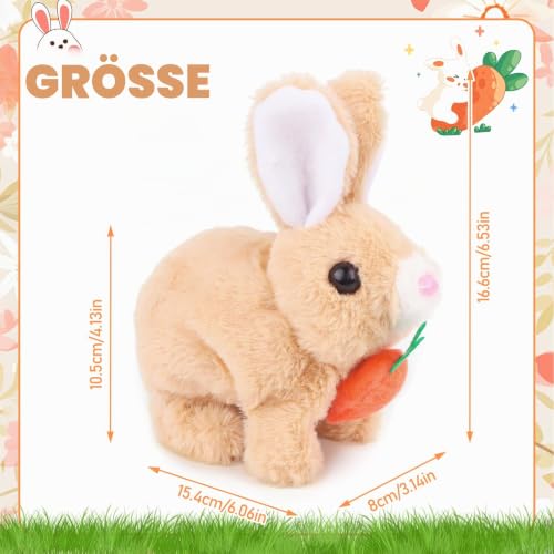 Byffoer Hüpfendes Kaninchen, Interaktives Elektronisches Haustier Plüschhasenspielzeug mit Geräuschen Bewegungen Wackeln Hasen Kuscheltiere Osterhase Plüschtier