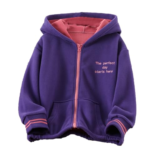 Boys Girls Polar Fleece Jacket Full Zip Hooded Sweatshirt Double-Layer Fleece Hoodie Kids Lightweight Windproof Coat