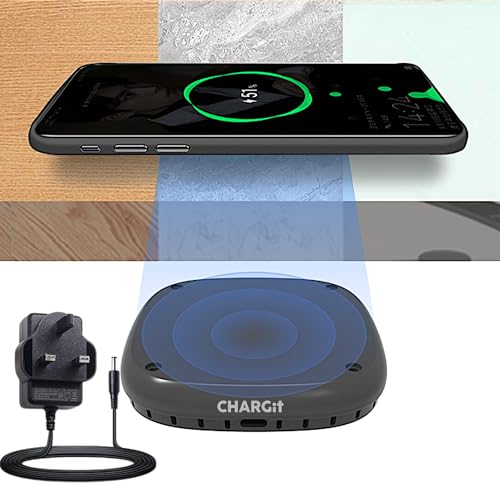 Under Desk Invisible Wireless Charger | Compatible with Apple iPhone, MagSafe, Android, Samsung & Qi Wireless Devices | CHARGit Hidden Phone Charging Through Desks Between 15-25mm