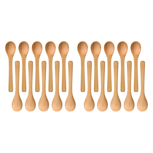 Toolvvik 60x Cuchara de Madera Cucharas de Sopa Pequeñas Cucharas de Servir Cucharas de Condimentos Cuchara Madera Marrón