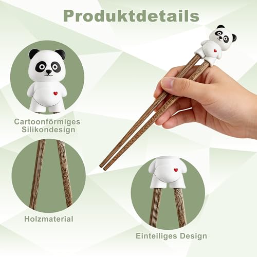 3 Paar Essstäbchen Hilfe, Essstäbchen für Anfänger mit Panda, Frosch und Dinosaurier Design, Praktisches Hilfen Set für Sushi Sushi Stäbchen Hilfen Leicht Zu Lernen Stäbchen Hilfe für Anfänger
