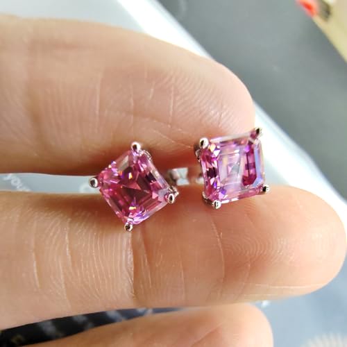 Total 2ct 6MM Asscher Moissanite Stud Earrings for Women Eternal Gift S925 Silver Laboratory Diamond Jewelry4