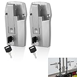 Frienda 2 Pack Truck Door Locks Keyed Locking Alike Aluminum Alloy Latch Silver for Cargo Trailers Containers Toolboxes 6.5x4 Inches (4 Keys)