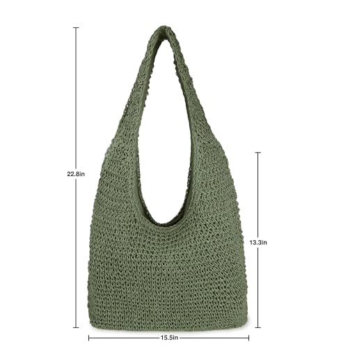 Image of Women Large Straw Beach Bag Handmade Woven Shoulder Bags Hobo Tote Handbag Purse for Summer