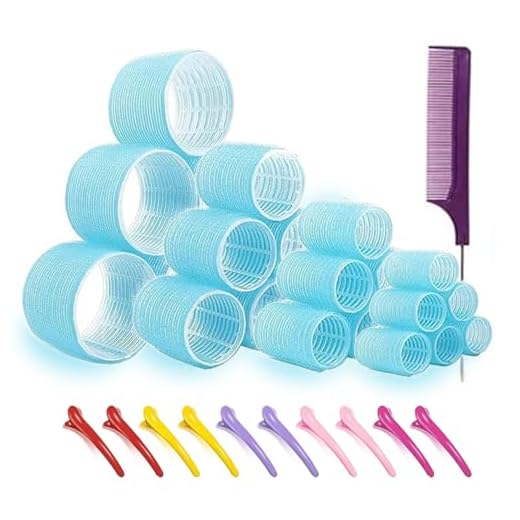 Jumbo Hair Rollers Set Hair Rollers Curlers For Long Hair No Heat Curlers Heatless Hair Rollers With Clips & Comb 24 Packs (Blue)