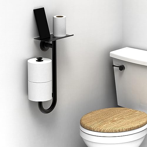 AquaChase 3-in-1 Toilet Safety Grab Bar with Built-in Tissue Paper Holder and Phone Shelf, for 2 Mega Rolls, 250lbs Weight Support When Mounted in Stud, Matte Black Right-Hand by AquaChase - Image 7