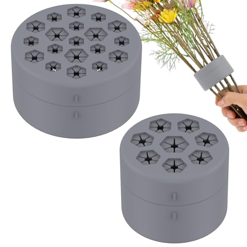 Ikebana-Stielhalter aus Silikon, wiederverwendbar, Spiral-Stielhalter, DIY-Blumenarrangement, Blumenstraußhalter, Blumenarrangement, Zubehör für Vasen, 2 Stück (1, grau)