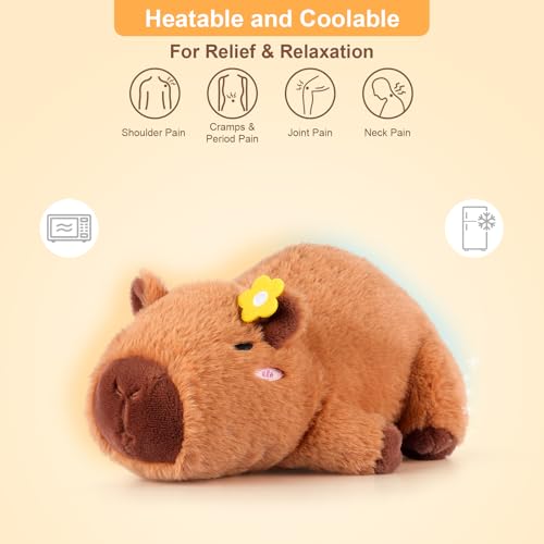 Image of SuzziPals Heatable & Coolable Plushie, Microwave Heating Pad for Period Cramps, Cute Capybara Gifts for Girls & Boys