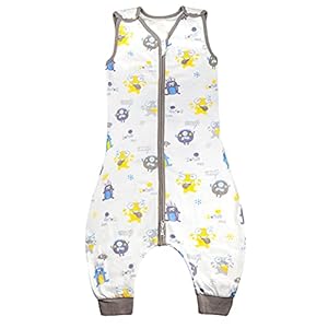 FLYISH DIRECT Zomerslaapzak, slaapzak met voet, TOG 0 5, 100% katoen, zomerslaapzak zonder mouwen, slaapzak met pijpen, zomerslaapzak 3-5 jaar, bruin, L