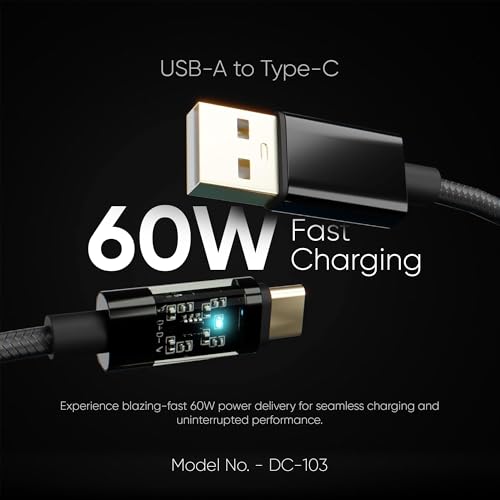 Image of Vismac 60W USB to Type-C Double Braided Fast Charging & Sync Cable with LED Indicator and Gold-Plated Connectors(1.2M).