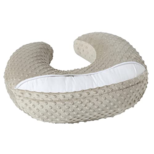Baby Nursing Pillow and Body Positioner with Premium Minky Slipcover for Breastfeeding for Baby Boys and Girls, Feeding Pillow with Breathable Comfortable Pillowcase (Tidal Foam)