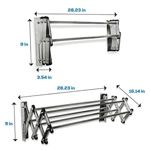 Racks Stainless Steel Wall Mounted Collapsible Laundry Clothes Drying Rack 45 Pound Capacity 11 Linear Ft Racks Stainless Steel Wall Mounted Collapsible Laundry Clothes Drying Rack 45 Pound Capacity 11 Linear Ft