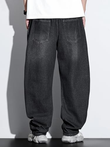 Viatabuna Men's Baggy Jeans Y2K Streetwear Plus Size Elastic Waist Wide Leg Casual Oversized Barrel Denim Pants 2XL-6XL3