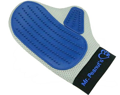 Image of Mr. Peanut's Pet Grooming Glove - Deshedding Hair Removal Mitt with Gentle Silicone Tips, Adjustable Wrist Strap & Breathable Mesh; Perfect for Dogs, Cats, Rabbits & Small Pets (Pack of 2)
