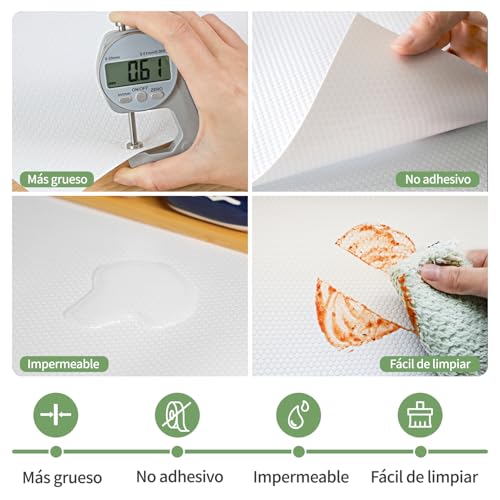 Miniatura 2 de Wohomuke Alfombrilla Para Cajón 44.5x600cm Protector Cajones Cocina Eva Plastico Protector Para Muebles 44.5x600cm,Blanco