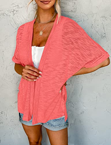 Image of MEROKEETY Women's 2026 Summer Lightweight Kimono Cardigan Short Sleeve Open Front Casual Loose Trendy Beach Cover Ups