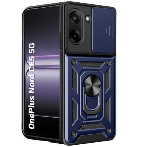 Image of TheGiftKart Tough Armor Bumper Back Cover Case for OnePlus Nord CE 5 5G | Sliding Camera Cover, Kickstand & Ring Holder | 360 Degree Protection Back Cover Case for OnePlus Nord CE5 (PC & TPU, Blue)