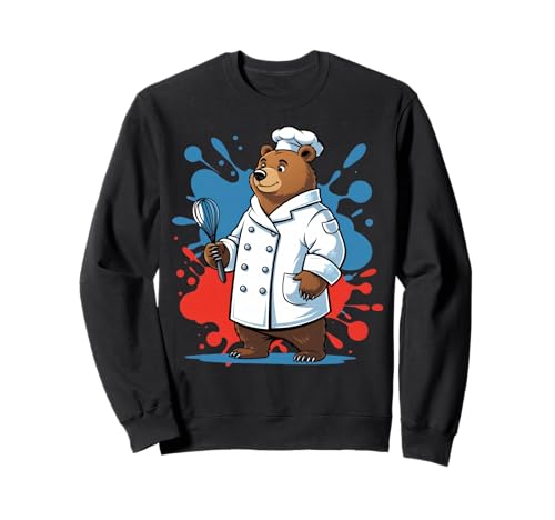 泡立て器を持つかわいいシェフくま(冬スタイル) トレーナー