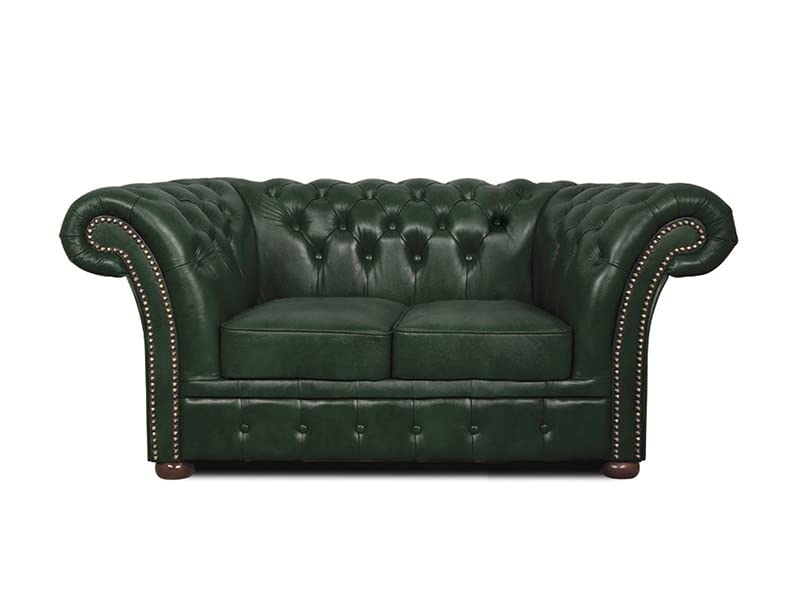 Chesterfield Sofa Winfield Basic Leather | 2 to 4 weeks delivery time (Cloudy Green, 2-seater)