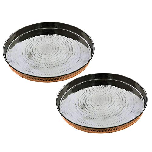 Set de 2 Platos Redondos de Cobre y Acero 12 pulgadas miniatura 1