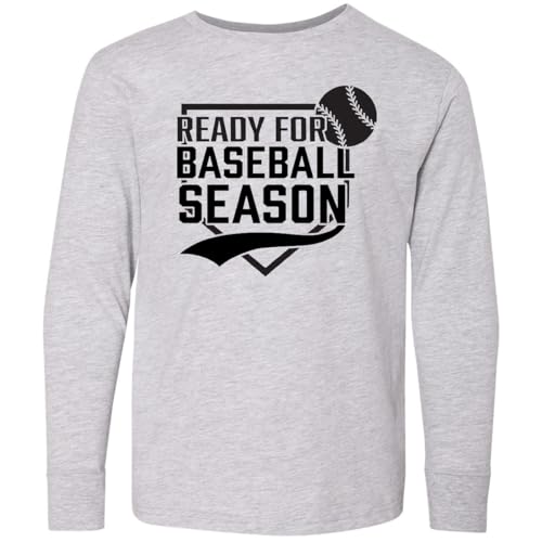 inktastic I'm Ready for Baseball Season Youth Long Sleeve T-Shirt Youth Small (6-8) 0060 Heather Grey 452df