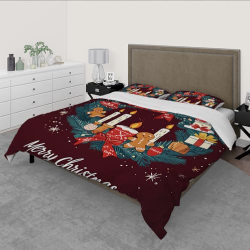 Housse de couette Noël 260x240 cm zippée pour changer de lit facilement