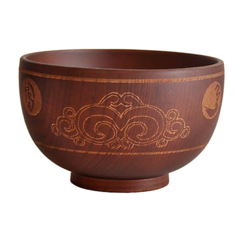 Cabilock Ciotola in Legno Intagliata Artigianale Grande Scodella Per Insalata Riso e Zuppa Vintage in Legno Naturale Per Uso Alimentare Per Tavola Ed Eventi