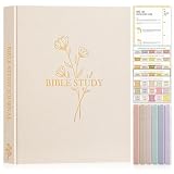 Lanpn Bible Study Journal Geschenke für Frauen, Bibel Studien Gebetstagebuch mit Textmarker & Aufklebern, Biblische Andachtsnotizbuch Christliche Kirchennotizen, Beige, Englisch