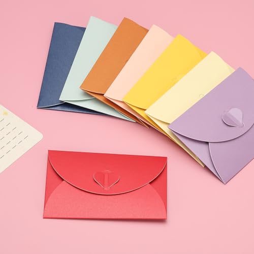 Sobres pequeños para tarjetas PATIKIL de 4x3 pulgadas con cierre de corazón plata 100 uds 4