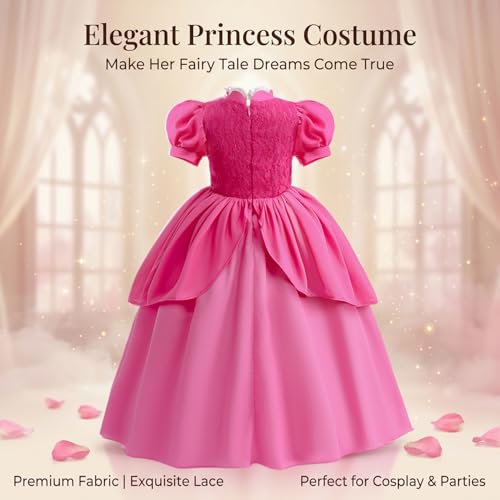 Disfraz completo de princesa color rosa para niñas 7-8 años miniatura 3