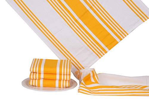 Urban Villa Kitchen Towels (20X30 Inches 6 Pack) Extra Large Premium Dish Towels For Kitchen Yellow & White Dish Cloths Highly Absorbent 100% Cotton Kitchen Hand Towels With Hanging Loop Tea Towels #TOP2