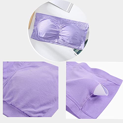 Pp Pluie Pourpre Women Bandeau Bra Beauty Back Stretchy Strapless Bra Bralette With Padded For Women Girls (Black+Purple+Pink, Large) #TOP4