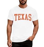 Qskall Mens Texas Shirt Western Southern T-Shirts Texas State Pride Tee Tops White