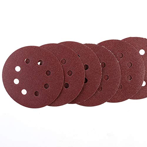 Ueetek Hook And Loop Sanding Discs 8 Hole 5 Inch Sandpaper Round Shape（A Pack Of 50） (100 Grit) #TOP4