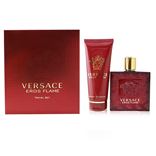 Eros Flame Versace for Men - 2 Pc Gift Set 3.4oz EDP Spray, 3.4oz Perfumed Shower Gel