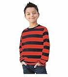 Child/Teen Long Sleeve Striped Shirt Black and Red (X-Large)