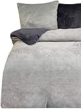 Leonado Vicenti - Warme Plüsch Bettwäsche 135x200 cm Uni Wendebettwäsche Garnitur Set mit Reißverschluss
