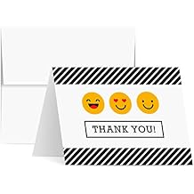25 Emoji Thank You Greeting Cards, Cute Appreciation Cards for Christmas, New Year, Holidays, Birthdays, Baby Shower, Graduation, Anniversaries, All Occasion 4.25 x 5.5 Envelopes Included