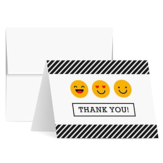 Emoji Thank You Cards, Nice Classic and funny 2021 New Year Fold Over Greetings for Christmas, Holidays, Baby Shower, Graduation, Anniversaries, etc – Blank White Interior | 4.25 x 5.5” | 25 per Pack