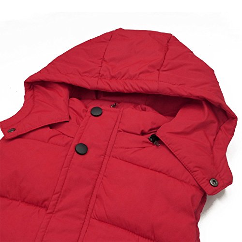 Toddler Girls Winter Vest Thicken Insuilated Warm Eiderdown Cotton Sleeveless Jacket Zipper Up Hood Waistcoat 7-8T Red #TOP2