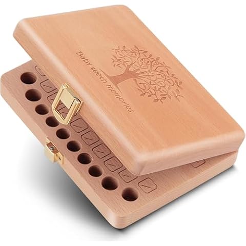 Euscmaic Wooden Baby Tooth Storage Box Cover