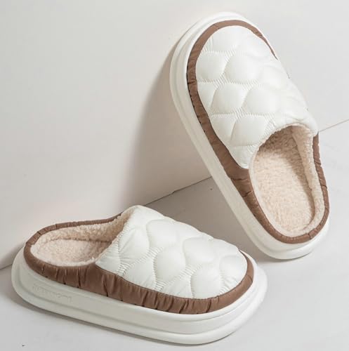 Caistre Puffy House Slippers for Women Men Winter Memory Foam Plush Slippers Soft Warm Furry Non-Slip Shoes Unisex3