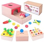 Baby Montessori Toys for 1 Year Old Boys Girls, Wooden Toys for 1 2 3 Year Olds, Baby Sensory Toys 4 in 1 Activity Cube Balls Drop Toy, Toddlers Educational Sorting Toy, Babies 1st Birthday Gifts