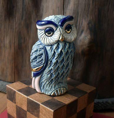 Amazon.co.jp: リンコナダ 水色のフクロウ F221 動物 陶器 置物 梟
