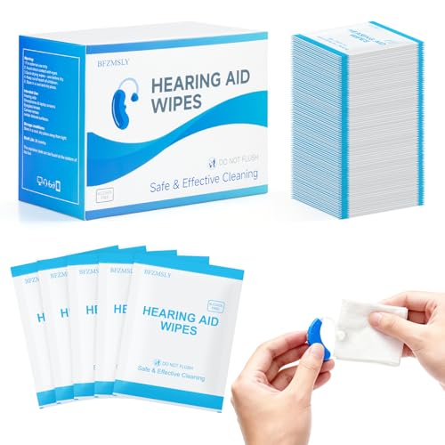 Hearing Aid Cleaning Wipes Alcohol-Free Individually Wrapped Towelettes for Hearing Aids Earbuds Earphones Headphones & Electronic Devices Removes Earwax & Dust Large 4.7 x 6 100 Count