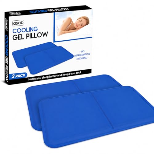 ASAB 2 Pack Cooling Gel Pillow for Relief of Migraine Headache Night Sweat Fever Pad Cushion Pillow Mat Absorbs - 30x40cm Chill Mat Improve Quality of Sleep & Sleeping Temperature