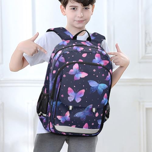 Sac à dos ordinateur enfants papillon rose violet contre le mal de dos