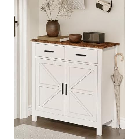 MIRROTOWEL Coffee Bar Cabinet，Sideboard，Locker， Comes with Two Drawers and Two Doors, Featuring One Adjustable Shelf. It's Suitable for Bedrooms, Living Rooms, Bathrooms, or Entryways (White) Cover